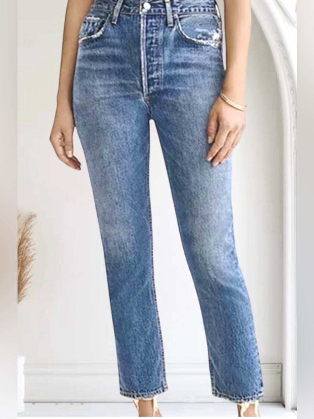Agolde Riley High Rise Cropped Straight Leg Jeans